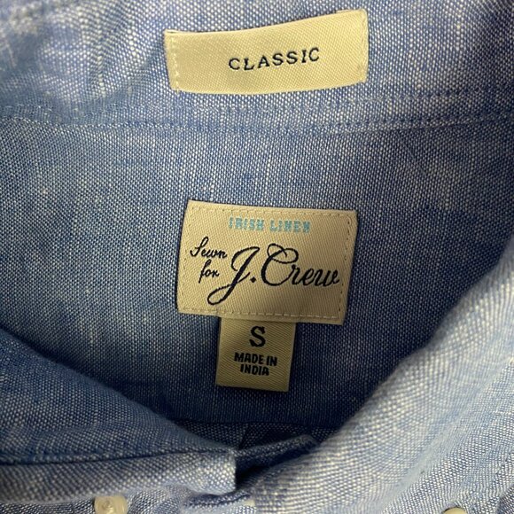 J. CREW Baird McNutt 100% Irish Linen Shirt Men's Small Blue Button Down - Picture 6 of 10